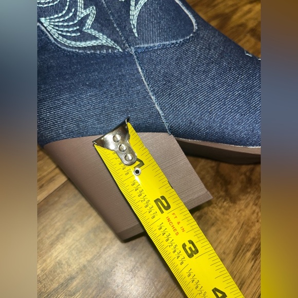 SHEIN Blue and Brown Heeled Boots - Picture 9 of 10